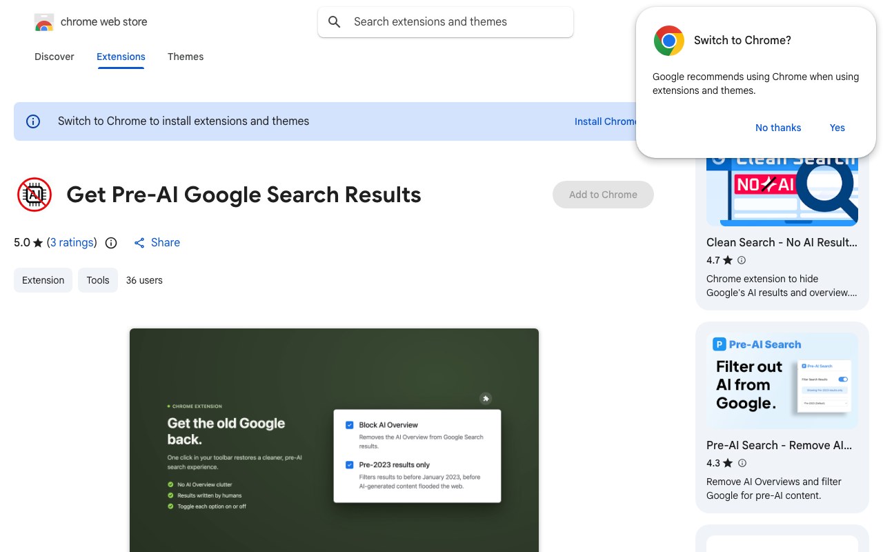 Block AI Overview Chrome extension